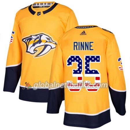 Nashville Predators Hockeydrakt Pekka Rinne 35 2017-2018 USA Flag Fashion Golden Adidas Authentic - Herre